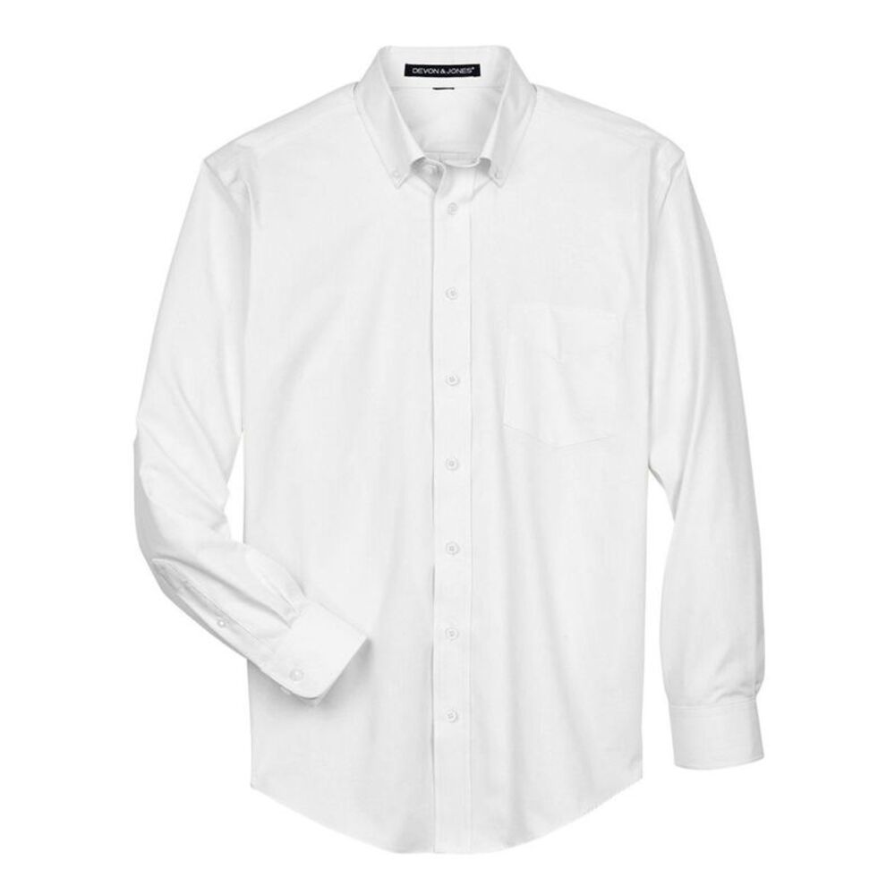 Devon & Jones Crown Collection Oxford Woven Dress Shirt / White
